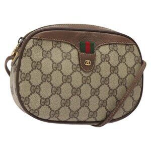 Authentic GUCCI GG Supreme Web Sherry Line Shoulder Bag PVC Beige 007 754 6112